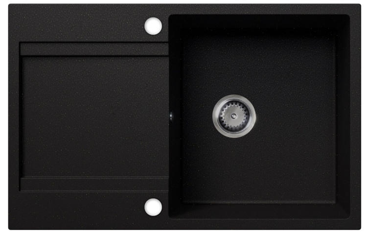 Zlewozmywak granitowy GIOKO z ociekaszem (czarny brokat złoty)