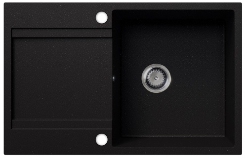 Zlewozmywak granitowy GIOKO z ociekaszem (czarny brokat srebrny)