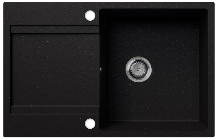 Zlewozmywak granitowy GIOKO z ociekaszem (czarny brokat srebrny)