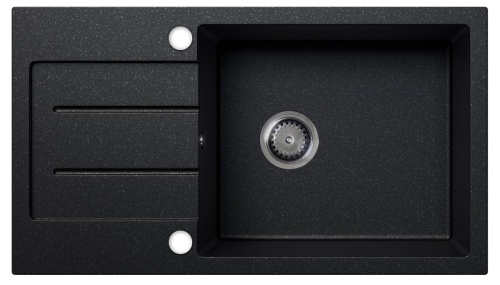 Zlewozmywak granitowy z ociekaczem RAFAEL czarny nakrapiany