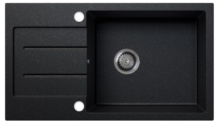 Zlewozmywak granitowy z ociekaczem RAFAEL czarny nakrapiany