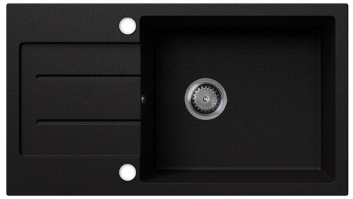 Zlewozmywak granitowy z ociekaczem RAFAEL czarny brokat złoty