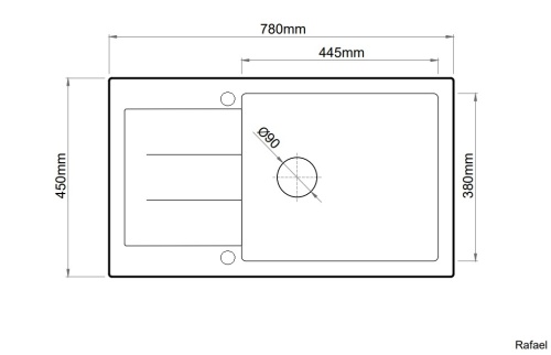 RAFAEL - rysunek techniczny zlew granitowy