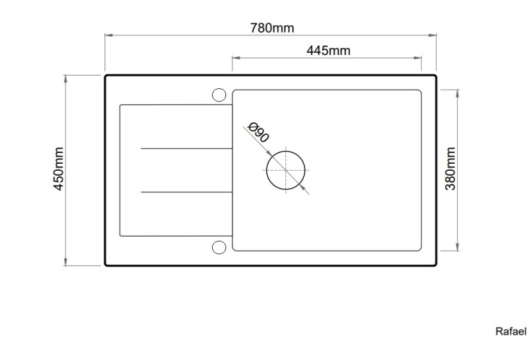 RAFAEL - rysunek techniczny zlew granitowy
