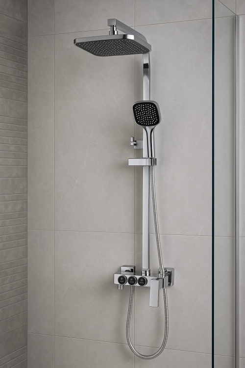 MAXIMO Zestaw natryskowy z baterią deszczownica CHROM