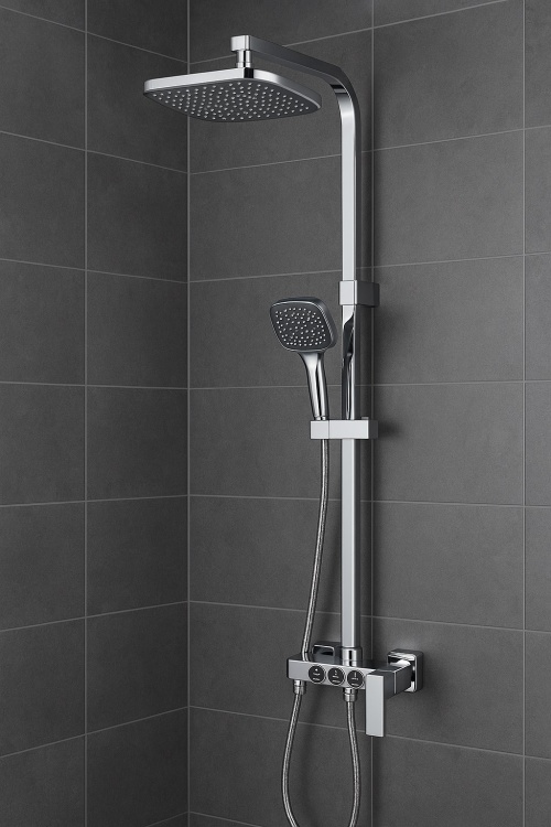 MAXIMO Zestaw natryskowy z baterią deszczownica CHROM