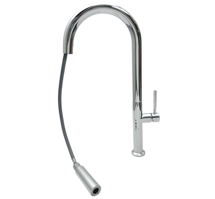 Bateria LIRA chrom STELLMAN długa wylewka wyciągana