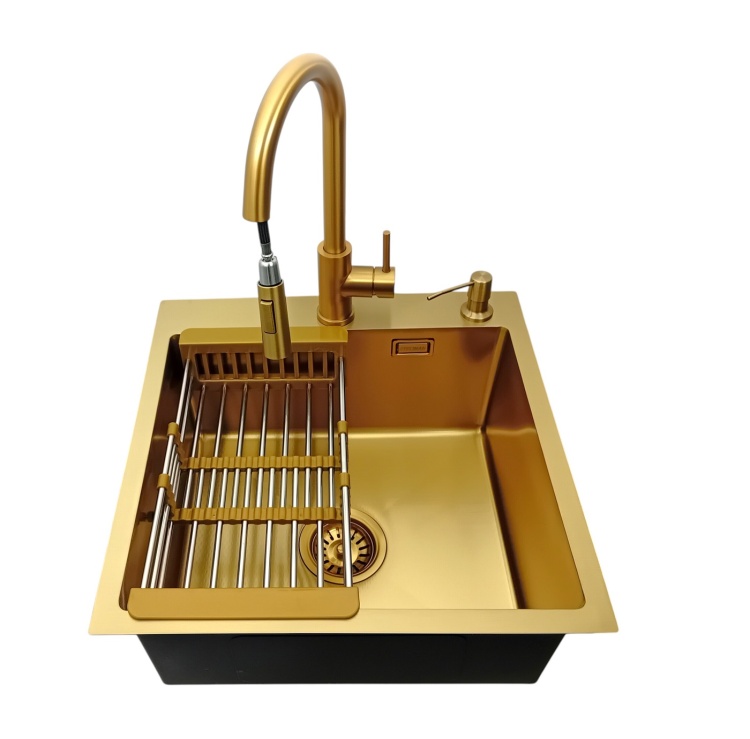 Zlewozmywak stalowy złoty 5050 zestaw