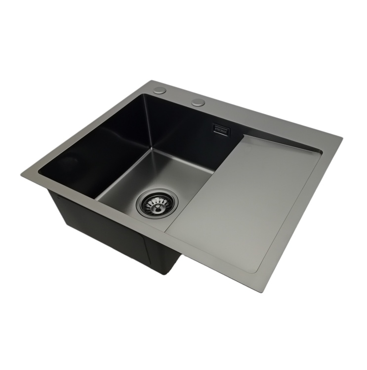 Zlewozmywak jednokomorowy z ociekaczem czarny STELLMAN