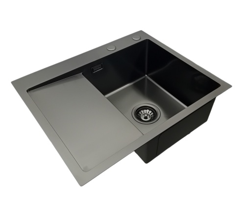 Zlewozmywak stalowy z ociekaczem czarny 5849 prawy