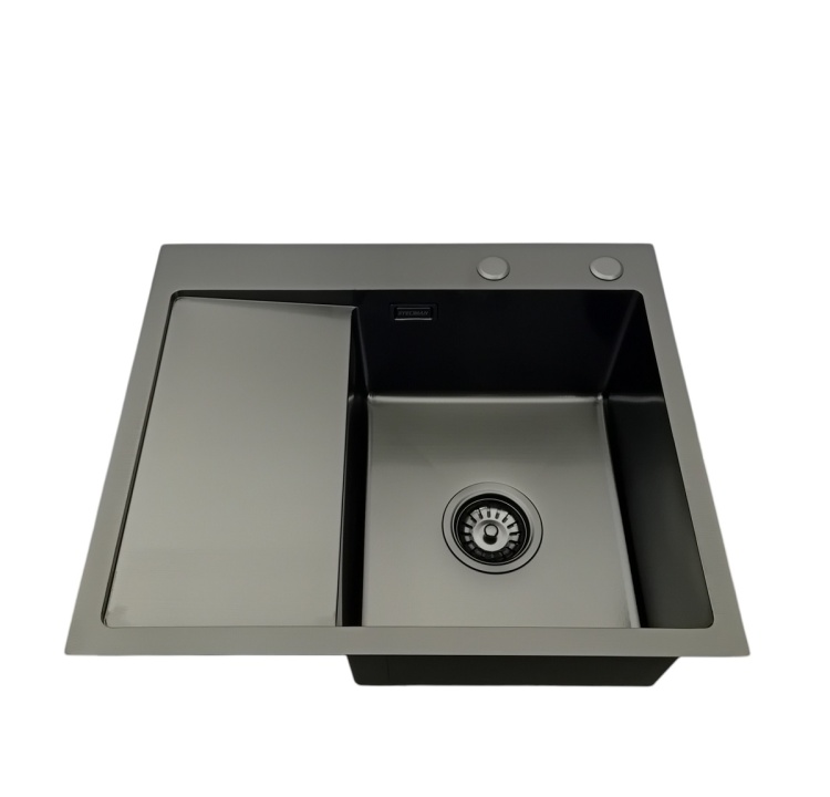 Zlewozmywak z ociekaczem czarny 5849 prawy plastry miodu