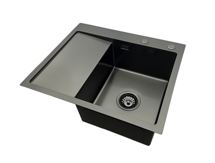 Zlewozmywak z ociekaczem czarny 5849 prawy Stellman