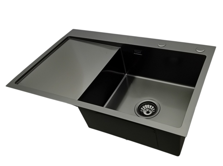 Zlewozmywak jednokomorowy czarny z ociekaczem