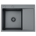 Zlewozmywak stalowy jednokomorowy z ociekaczem czarny STEEL 5849L lewa komora