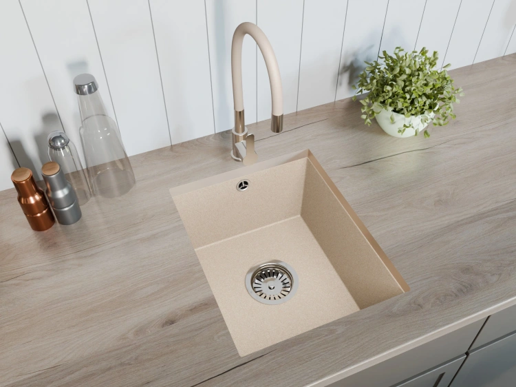 Zlewozmywak jednokomorowy podwieszany JUNIT 38 beżowy