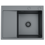 Zlewozmywak stalowy jednokomorowy z ociekaczem czarny STEEL 5849R Prawa komora