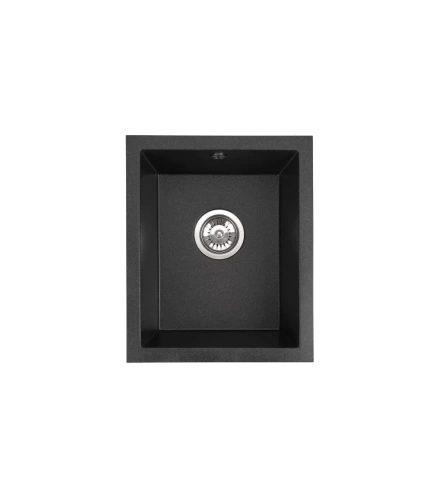 Zlewozmywak granitowy podwieszany jednokomorowy JUNIT 38 czarny metalik