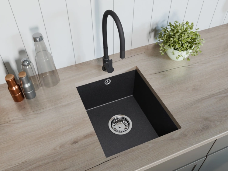 Zlewozmywak kuchenny granitowy jednokomorowy podwieszany JUNIT 38