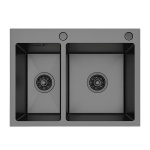 Zlewozmywak stalowy dwukomorowy  STEEL 5649 CZARNY