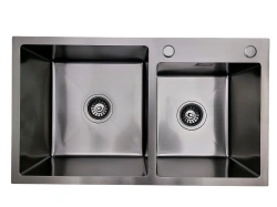 Zlewozmywak stalowy dwukomorowy  STEEL 7845 CZARNY
