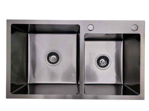 Zlewozmywak stalowy dwukomorowy STEEL 7845 CZARNY