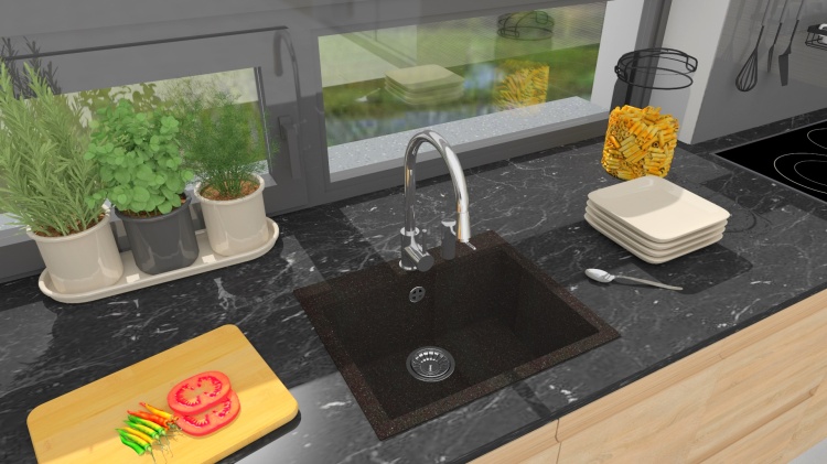 Zlewozmywak Granitowy ARGO czarny nakrapiany