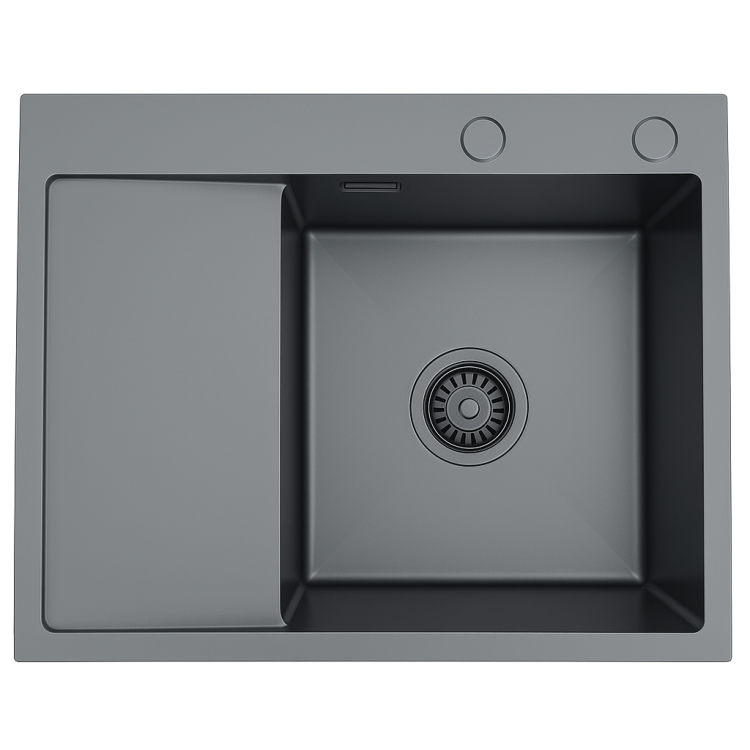 Zlewozmywak z ociekaczem czarny 5849 prawy