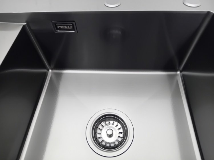 Zlewozmywak jednokomorowy czarny z ociekaczem STELLMAN 7849 R - plastry miodu
