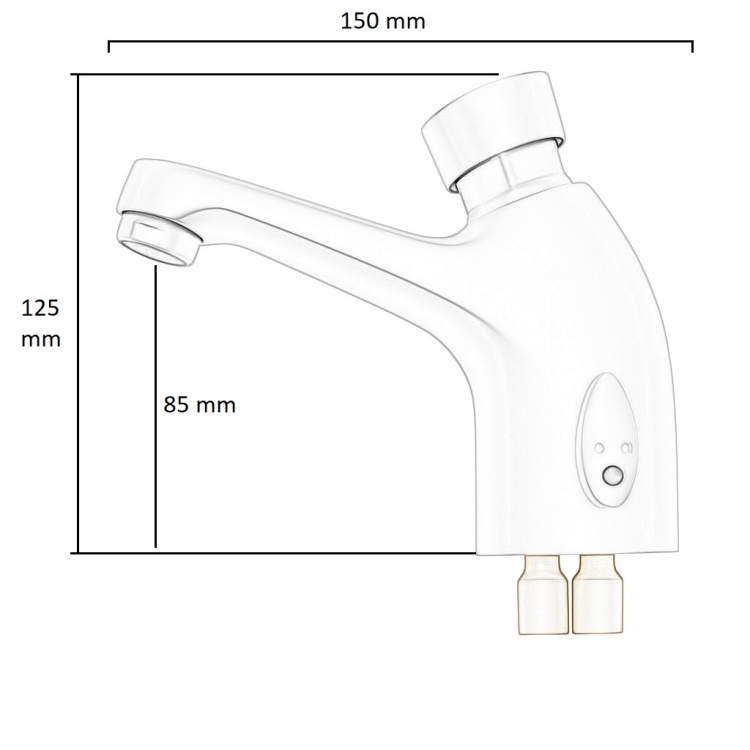 Bateria czasowa z mieszaczem - rysunek techniczny