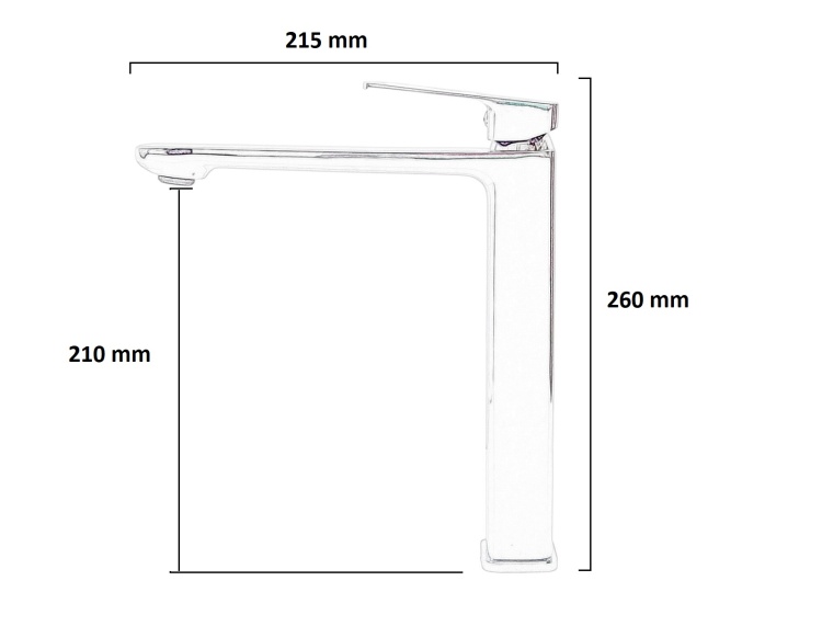 Bateria umywalkowa nablatowa VORO chrome - rysunek techniczny