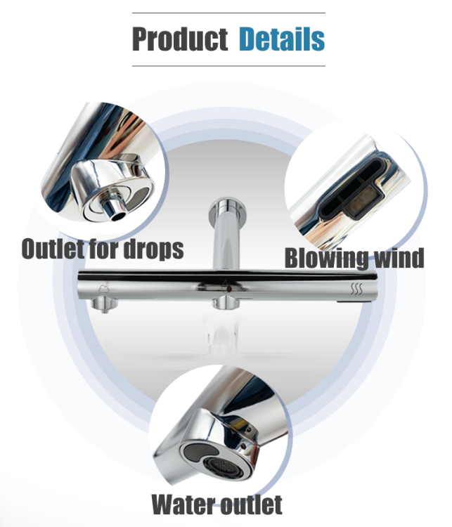 Bateria bezdotykowa umywalkowa Power 3w1 dozownik suszarka złota podtynkowa