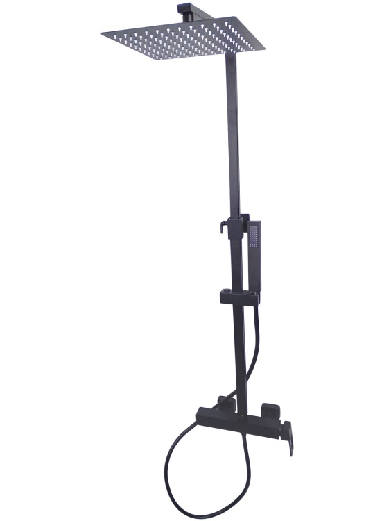 QATRO Black zestaw natryskowy prysznicowy z deszczownicą