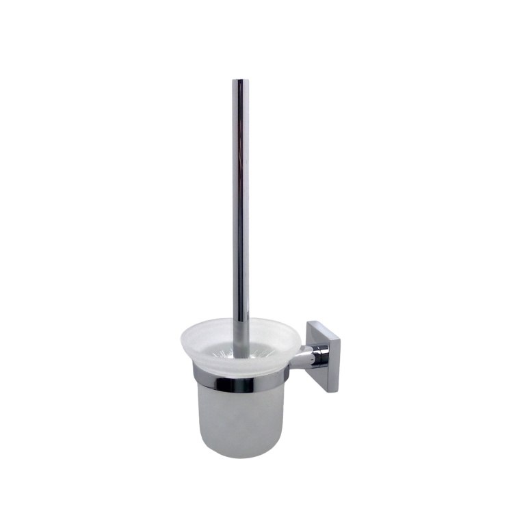 Szczotka toaletowa montowana do ściany chrom + szkło matowe Stellman