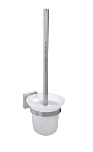 Szczotka toaletowa montowana do ściany chrom + szkło matowe
