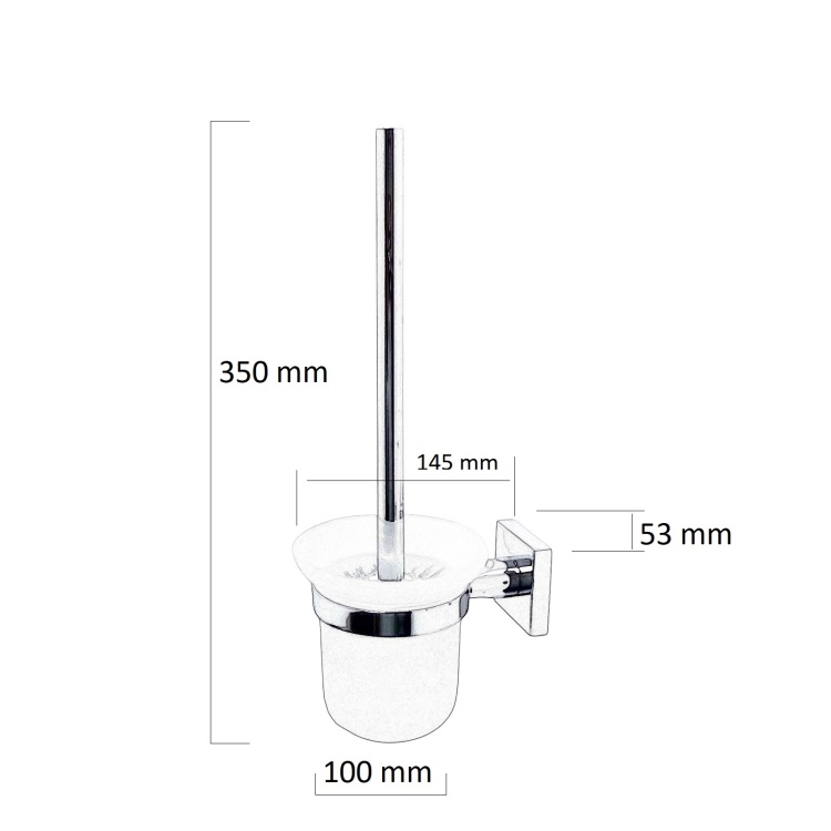 Szczotka toaletowa montowana do ściany - rysunek techniczny
