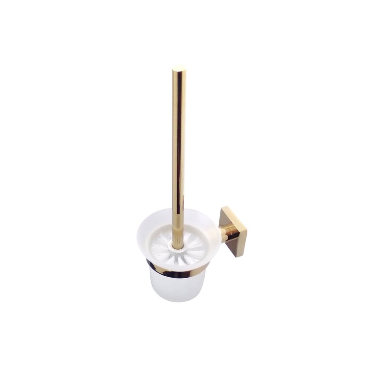 Szczotka toaletowa montowana do ściany - złota + szkło matowe STELLMAN