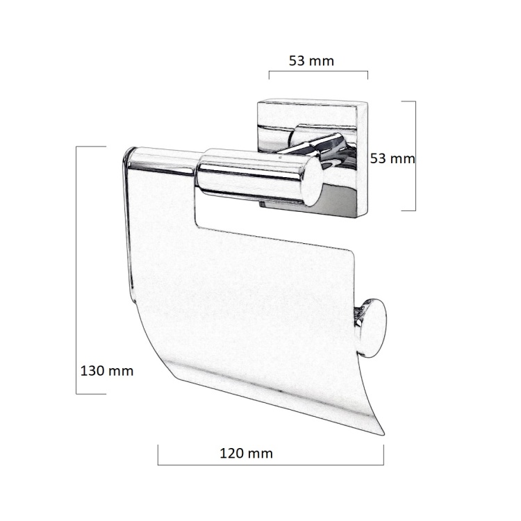 Uchwyt na papier toaletowy z klapką - rysunek techniczny