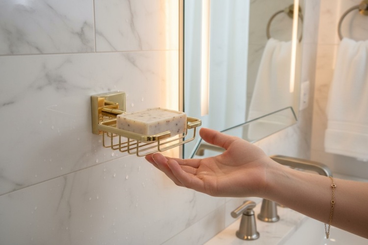 Ażurowy złoty uchwyt do mydelniczki ARGIO STELLMAN - przykładowe zdjęcie