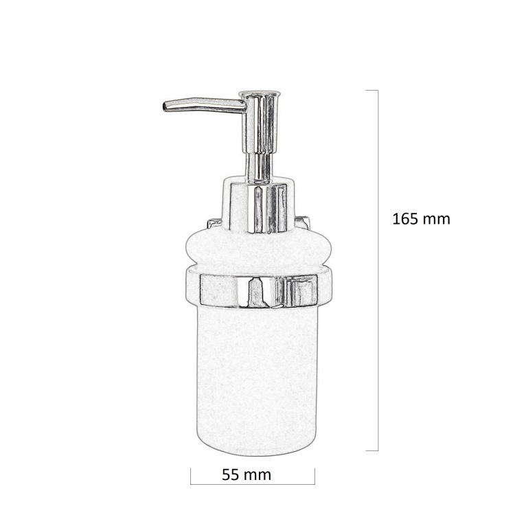 Dozownik do mydła w płynie ARGIO – Chrom STELLMAN®. Rysunek techniczny.