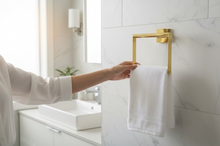 Uchwyt na ręcznik ARGIO Złoty w łazience