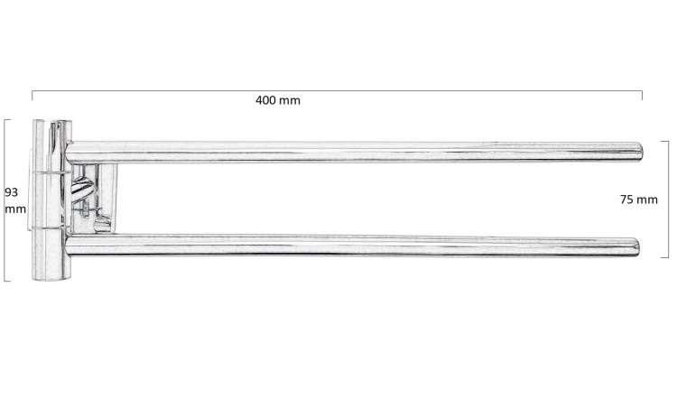 Wieszak ręcznik ruchomy podwójny Chrom (rysunek-techniczny)