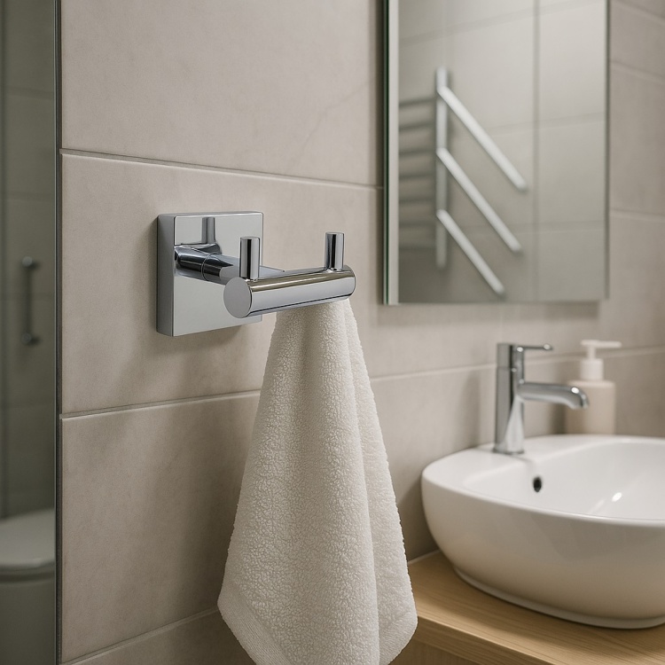 Wieszak mały podwójny chrom Argio w łazience