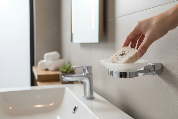 Uchwyt mydelniczki szklany chrom LINORA przykładowe zdjęcie