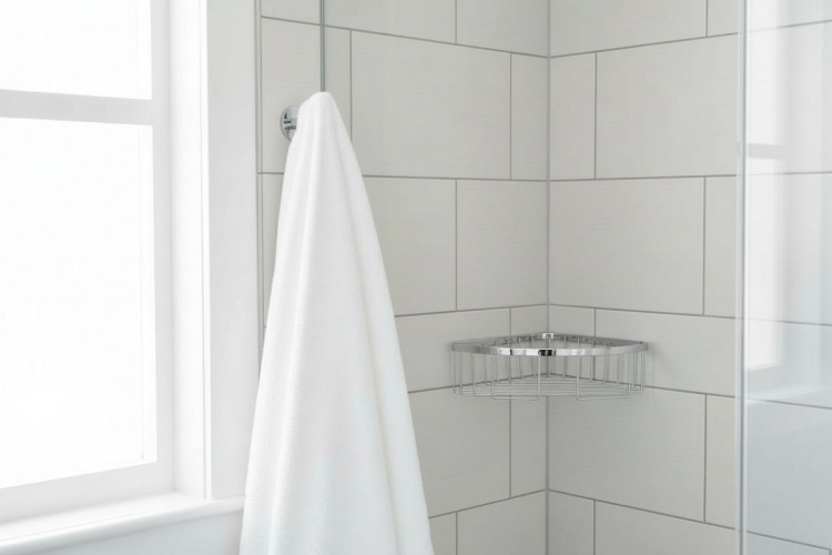 Półka narożna wisząca do łazienki chrom Linora