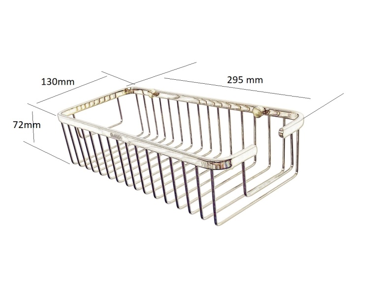 Koszyk metalowy do łazienki chrom - rysunek techniczny