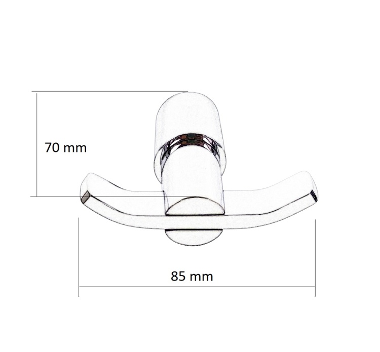 Wieszak łazienkowy chrom podwójny - rysunek techniczny