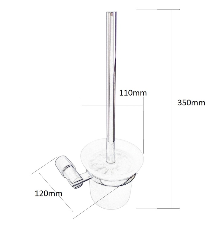 Szczotka do wc chrom wisząca - rysunek techniczny