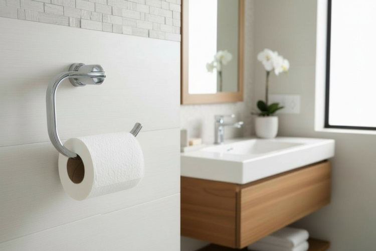 Wieszak owalny chromowany na papier toaletowy