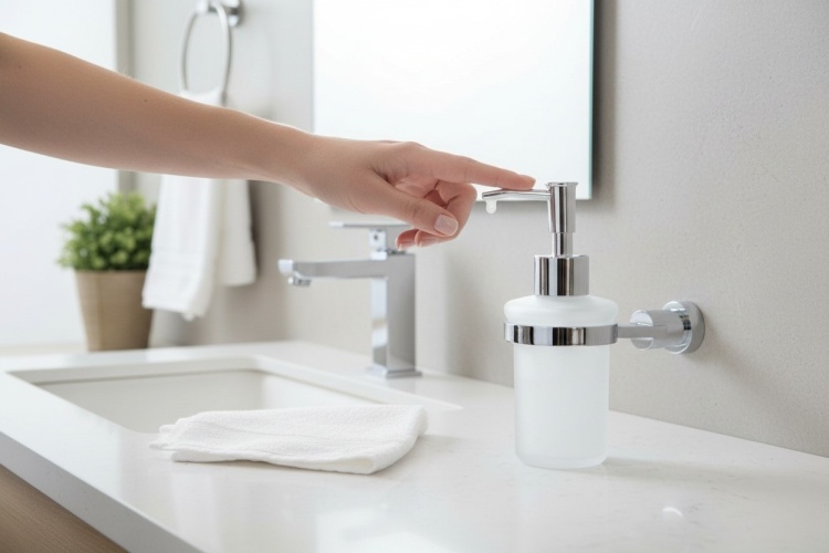 Dozownik do mydła ścienny chrom Linora Stellman