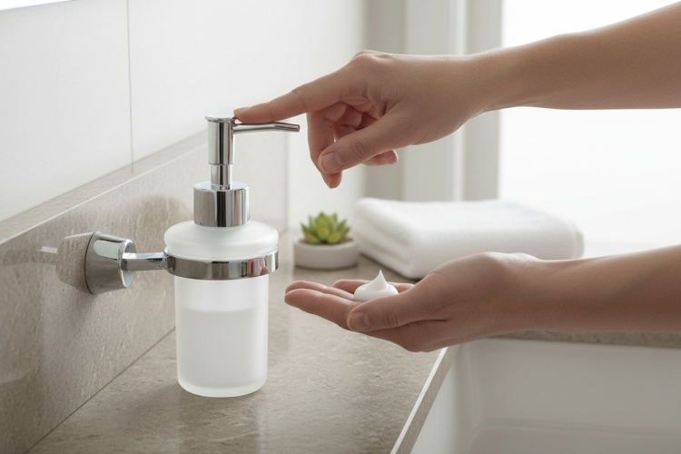 Dozownik do mydła ścienny chromowany